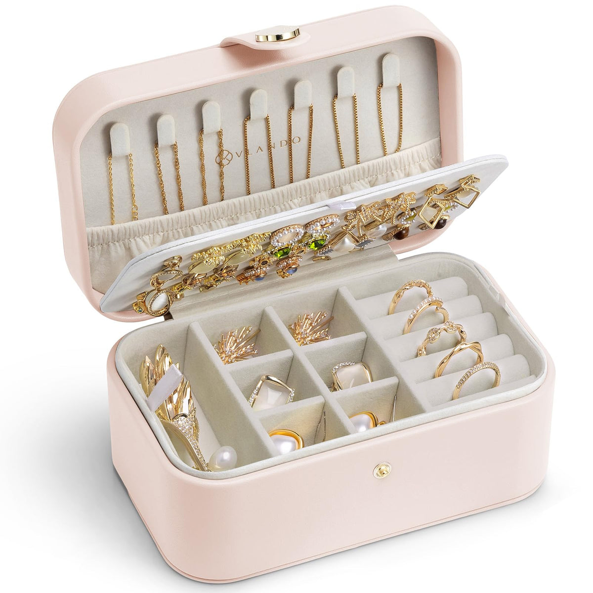 VLANDO Travel Jewelry Case, Portable Jewelry Earring Box Organizer