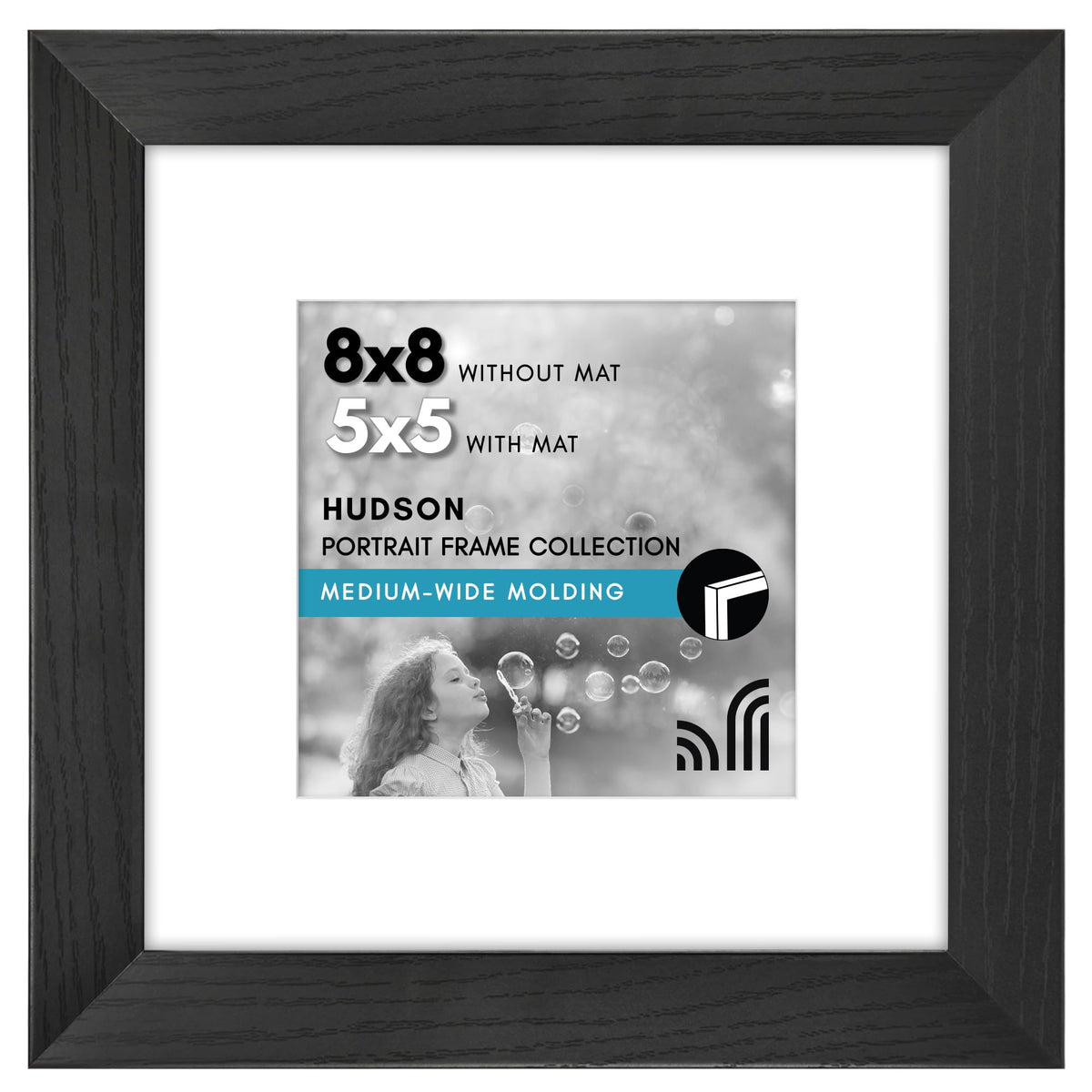 Americanflat 22x28 Poster Frame - Matted to 18x24 - Engineered Wood - Black