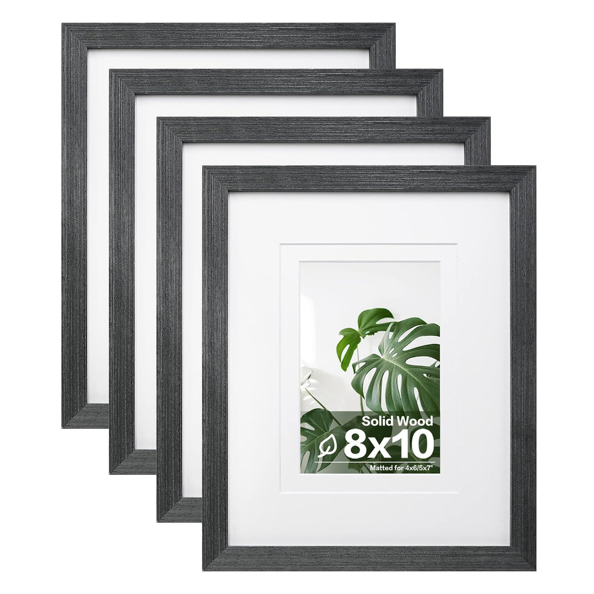 Egofine 8x10 Picture Frames Set of 4, Made of Solid Wood Covered by Plexiglass 4x6 and 5x7 with Mat or 8x10 without Mat, for Table Top Display and Wall Mounting Photo Frame White