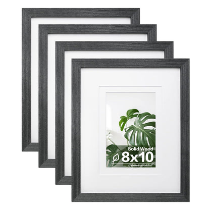 Egofine 8x10 Picture Frames Set of 4, Made of Solid Wood Covered by Plexiglass 4x6 and 5x7 with Mat or 8x10 without Mat, for Table Top Display and Wall Mounting Photo Frame White