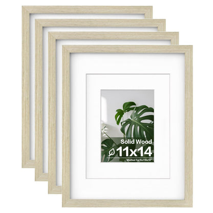 Egofine 8x10 Picture Frames Set of 4, Made of Solid Wood Covered by Plexiglass 4x6 and 5x7 with Mat or 8x10 without Mat, for Table Top Display and Wall Mounting Photo Frame White