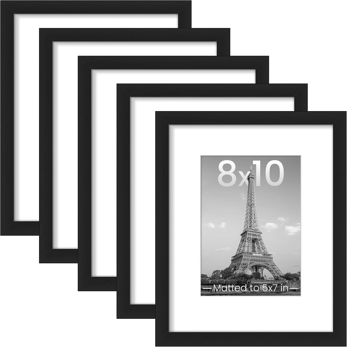 upsimples 8x10 Picture Frames, Gallery Wall Frames Set of 5, Black