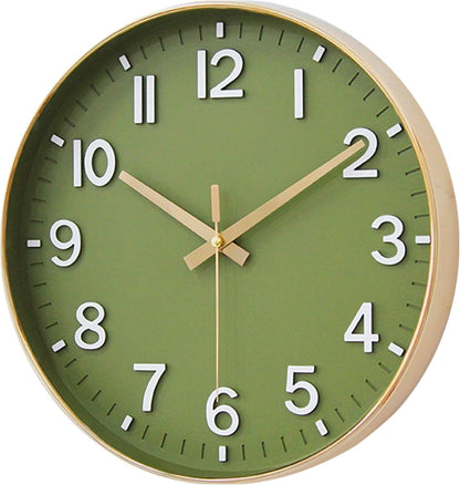 HZDHCLH 8 Inch Wall Clock Battery Operated Silent Non Ticking Green Modern