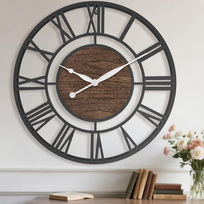 Pytha Sight 30 Inch Black Large Roman Numeral Wall Clocks for Living Room