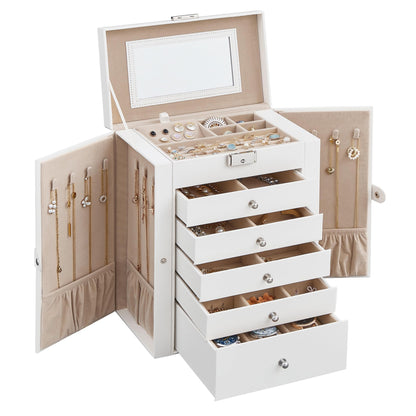 SONGMICS 5-Layer Jewelry Box Organizer with 4 Drawers, Lock and Mirror