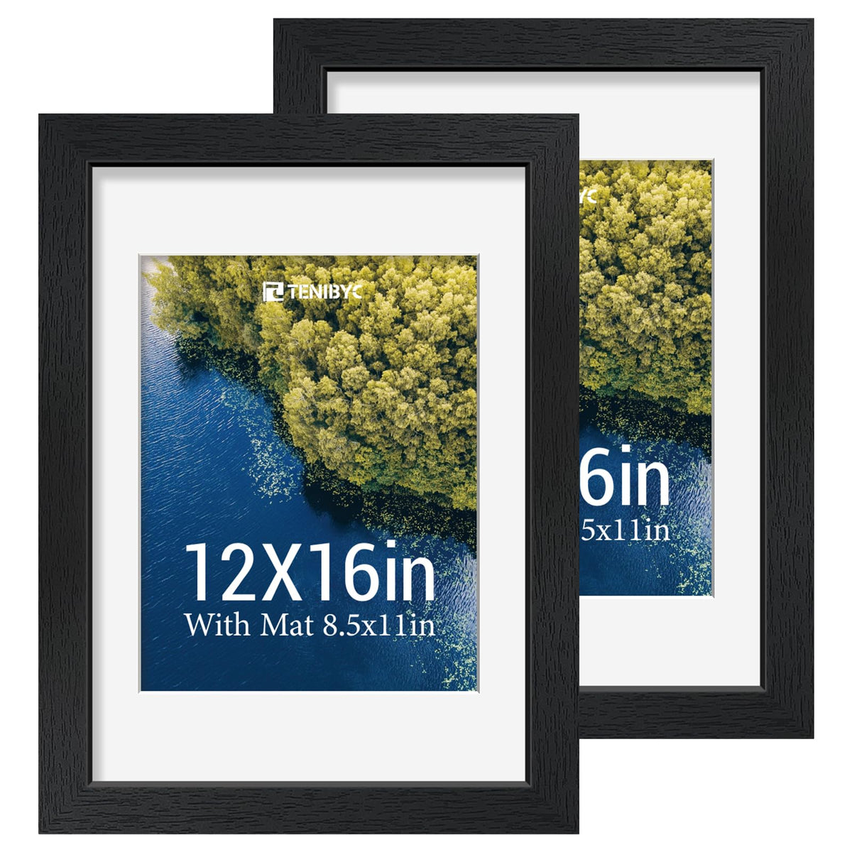 5x7 picture frame 4 Pack, 4x6 Mat, Black Wood, Glass, for Photo