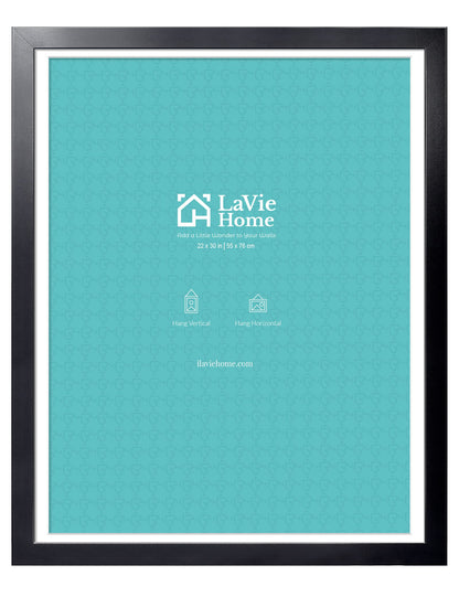 LaVie Home 14x18 Picture Frame Black Poster Frame,Display Pictures 12x16 with Mat or 14x18 Without Mat, Stable and Sturdy Frame and Polished Plexiglass, Horizontal and Vertical Format of The Walls