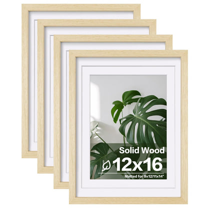 Egofine 8x10 Picture Frames Set of 4, Made of Solid Wood Covered by Plexiglass 4x6 and 5x7 with Mat or 8x10 without Mat, for Table Top Display and Wall Mounting Photo Frame White