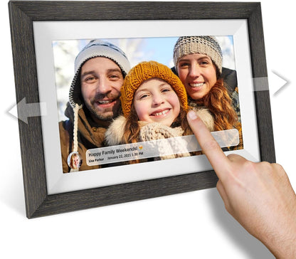 Frameo 10.1 inch Digital Picture Frame WiFi Smart Digital Photo Frame Wood