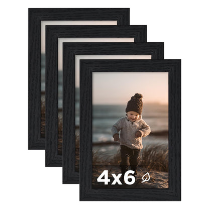KINLINK 5x7 Picture Frame White Set of 4, Wooden Photo Frames Matted 4x6 with Plexiglass for 4x6 with Mat or 5x7 without Mat for Table and Wall Display
