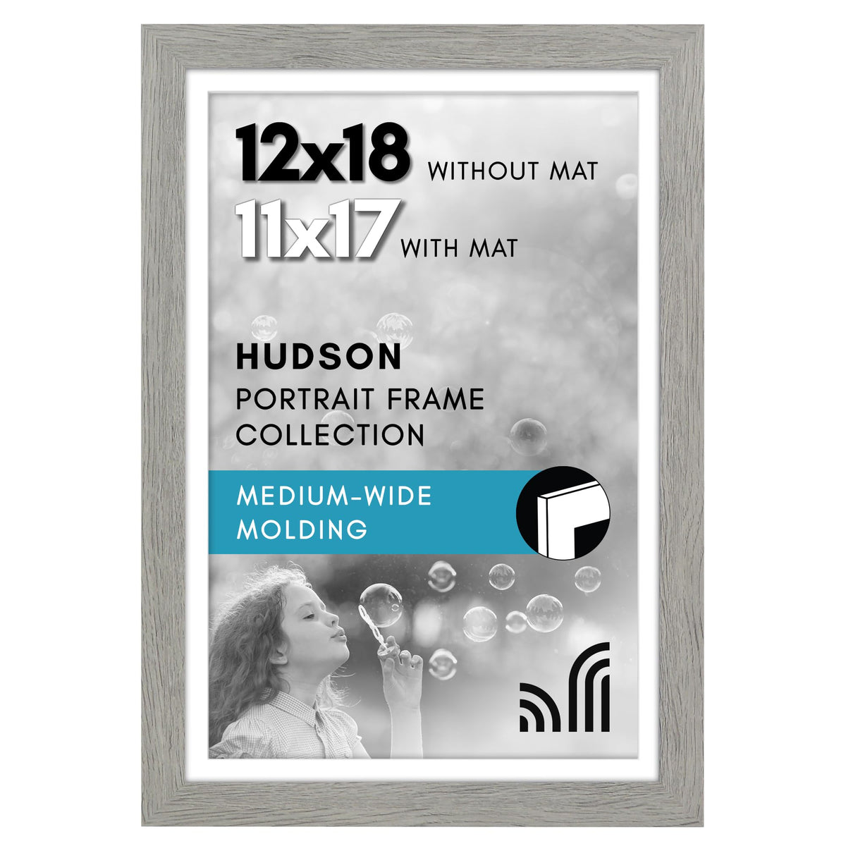 Americanflat 22x28 Poster Frame - Matted to 18x24 - Engineered Wood - Black