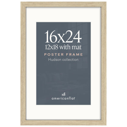 Americanflat 22x28 Poster Frame - Matted to 18x24 - Engineered Wood - Black