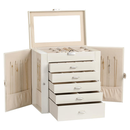 Frebeauty 6-Layer Jewelry Box for Women,Large Jewelry Organizer with Drawer