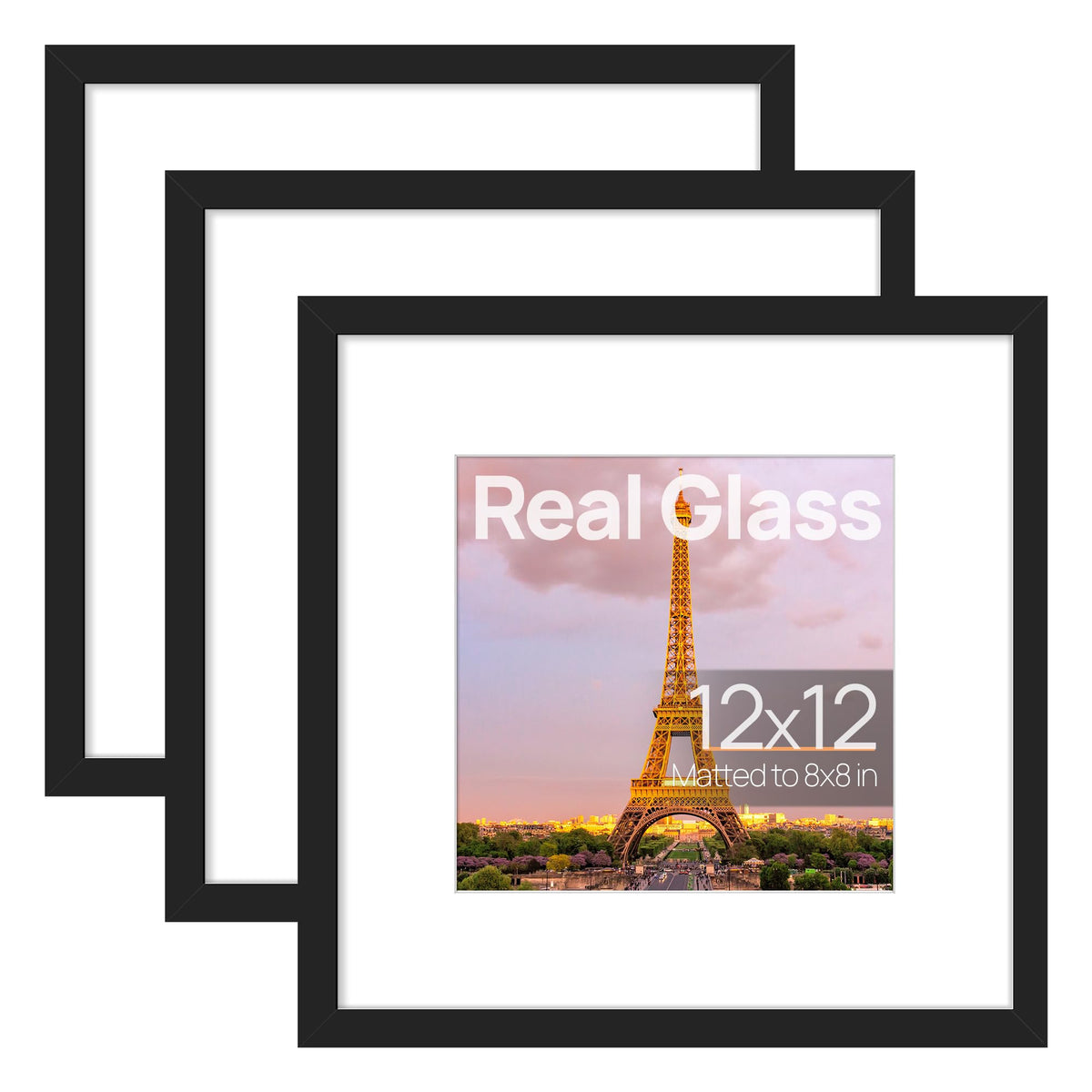 upsimples 11x14 Picture Frame, Gallery Glass Photo Frames Set of 3, Black