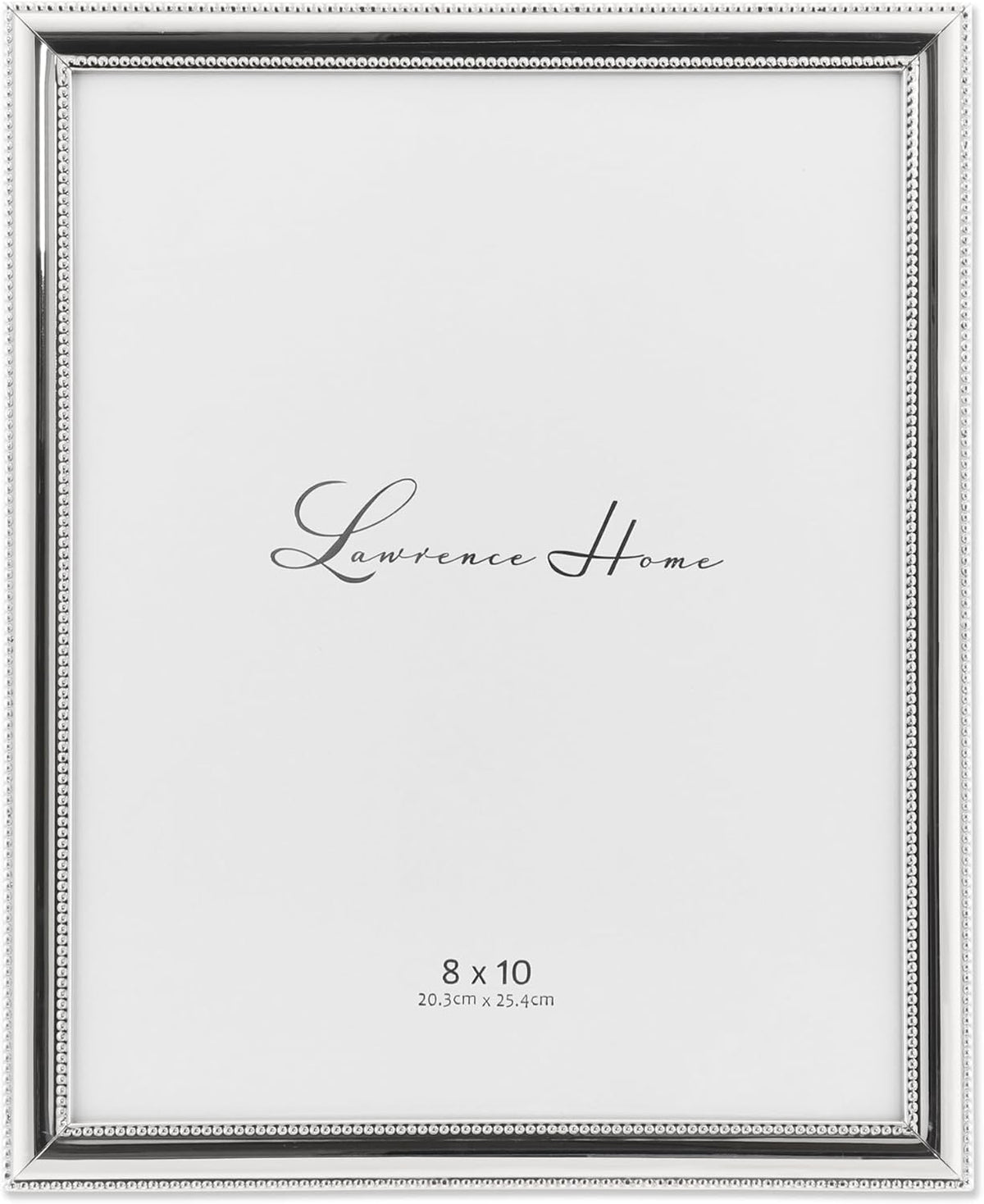 Lawrence Frames 510780 8x10 Metal Picture Frame Silver-Plate with Delicate Beading