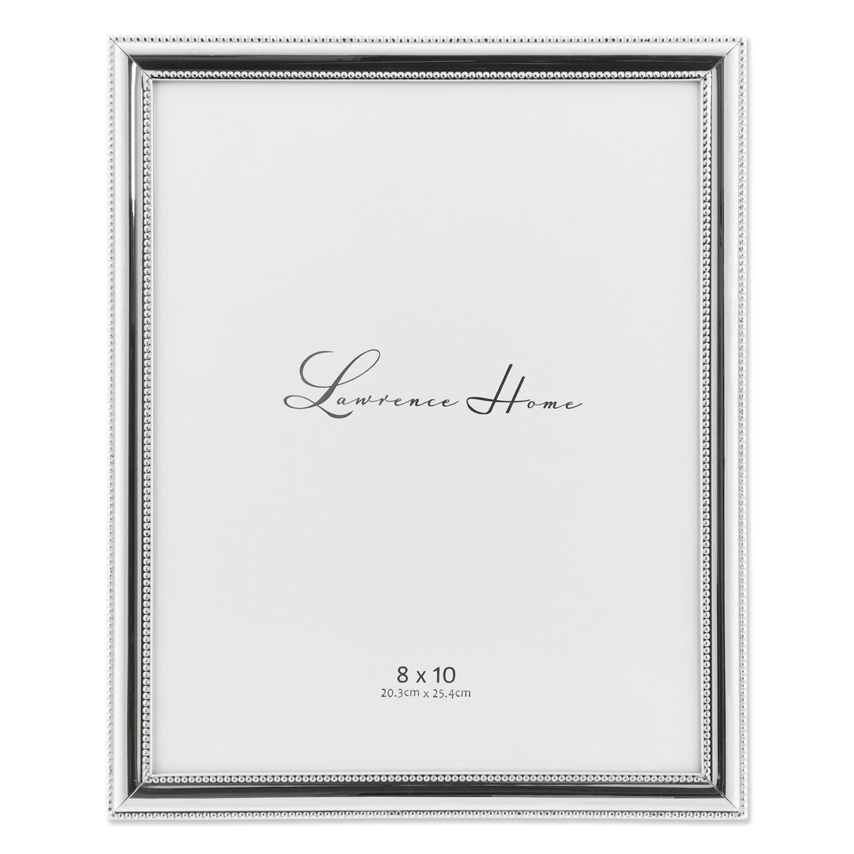Lawrence Frames 510780 8x10 Metal Picture Frame Silver-Plate with Delicate Beading