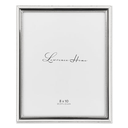 Lawrence Frames 510780 8x10 Metal Picture Frame Silver-Plate with Delicate Beading