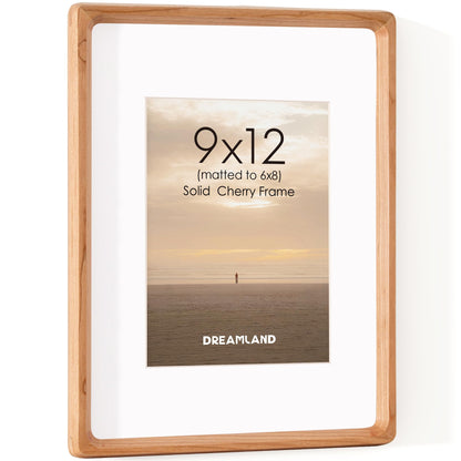 Dreamland 8x10 Picture Frame, USA-Sourced Oak Wood Photo Frames with HD Tempered Glass, 8 x 10 Wooden Frame Matted to 5 x 7, 8x10 Frames Handcrafted Rounded Corner for Tabletop or Wall Display