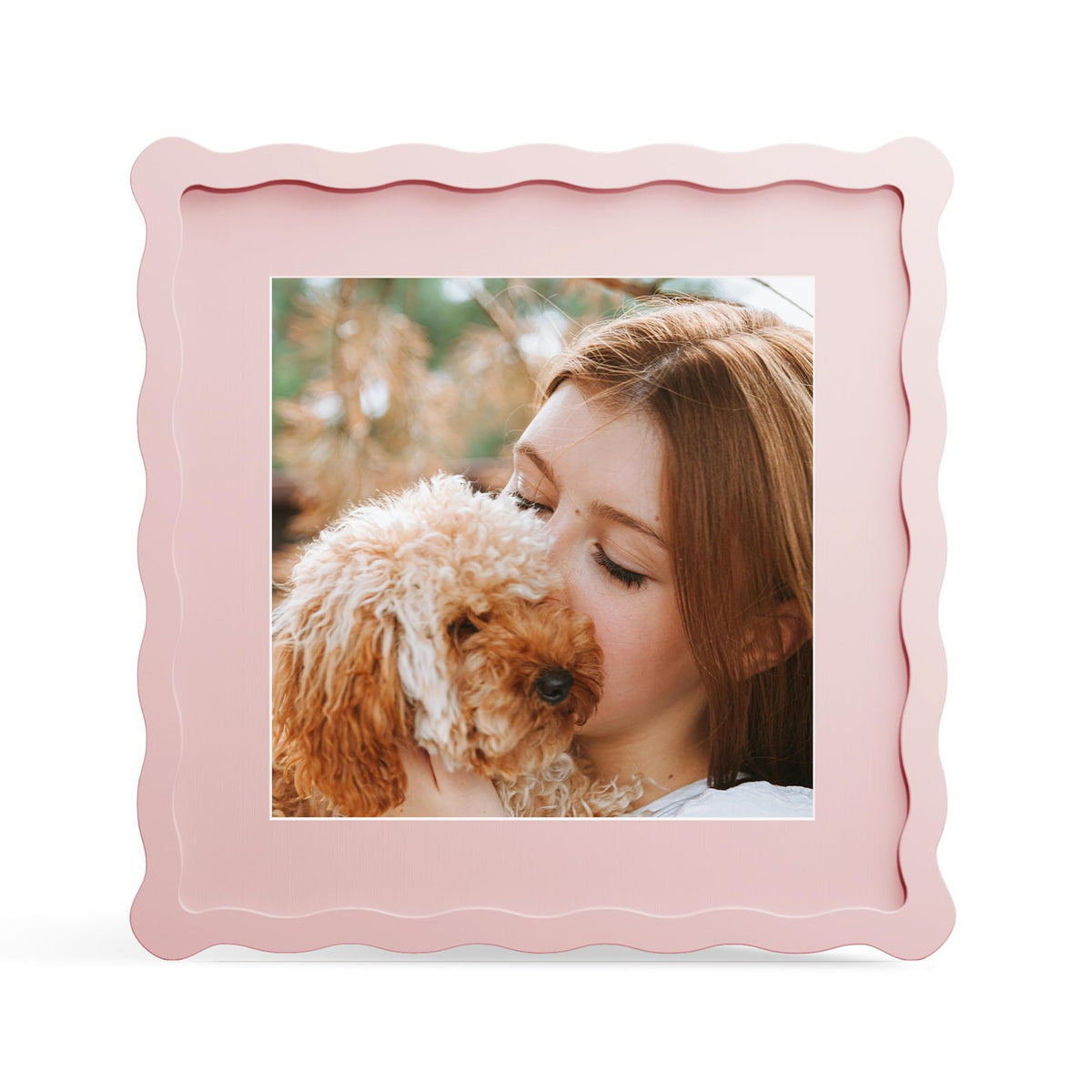 4x6 Picture Frame with Mat for 3.5x5, Wavy Edge Wooden Real Glass Photo Frame for Tabletop and Wall Hanging, Green, 1 Pack