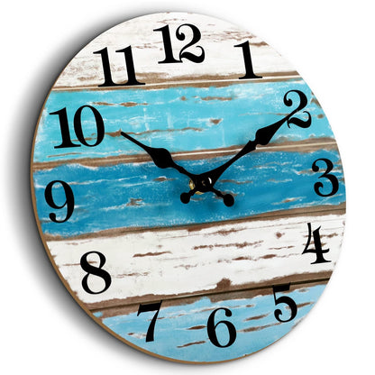CHYLIN Wall Clock Non-Ticking Battery Operated Silent Rustic Coastal