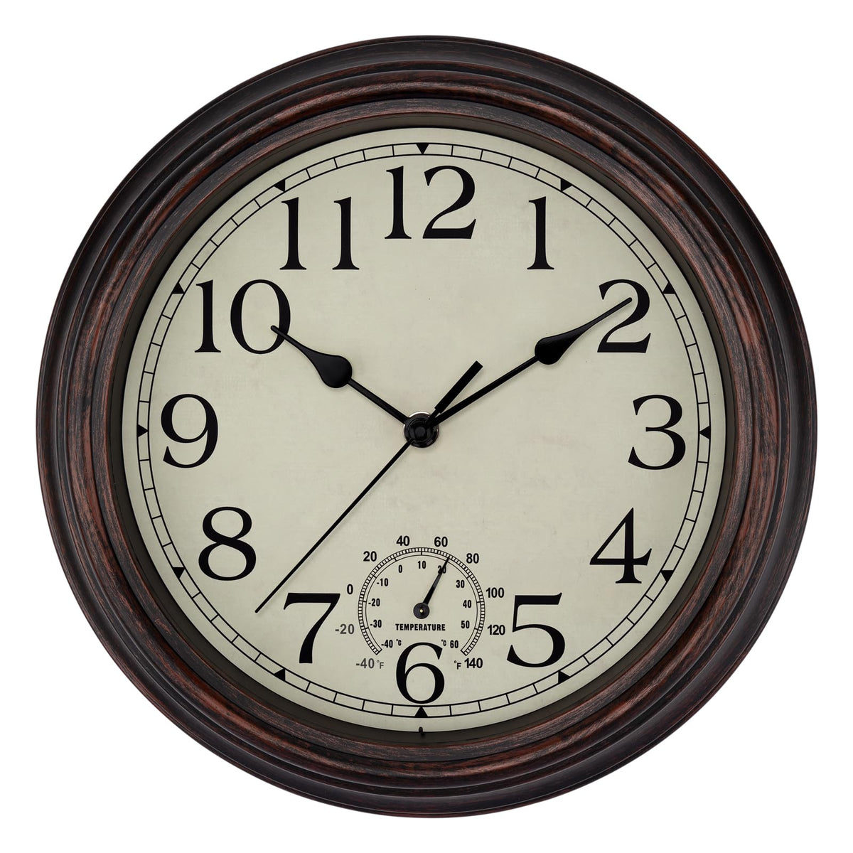 Foxtop 12 Inch Retro Wall Clock Round Silent Battery Operated Clock, Bronze