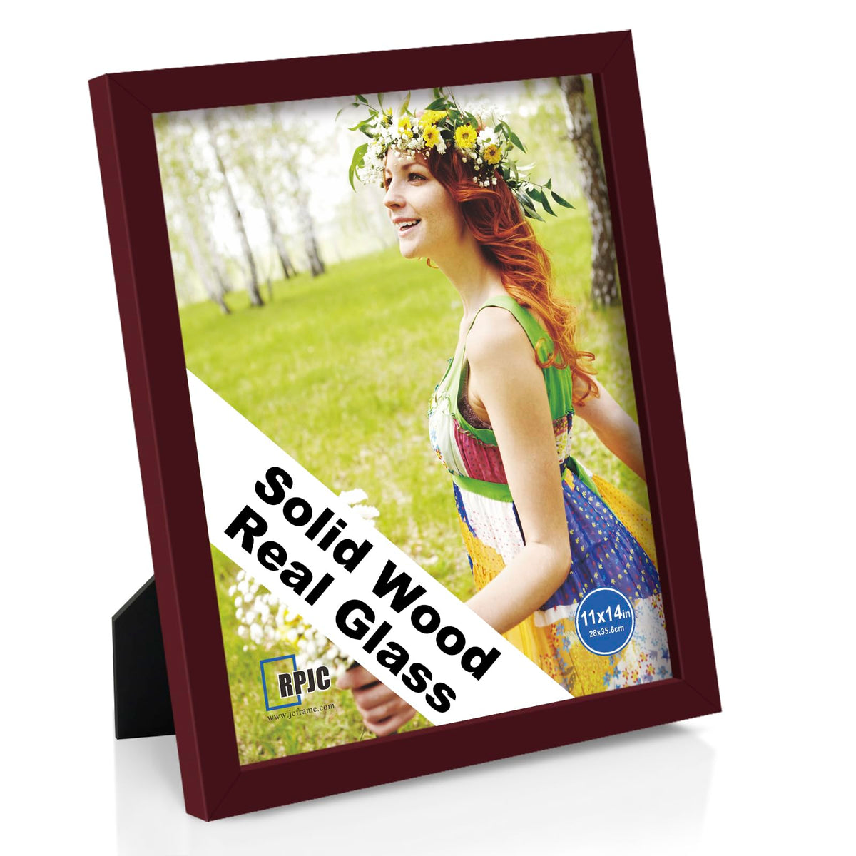 RPJC 5x7 Solid Wood Picture Frame with Real Glass Cover Black