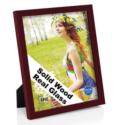RPJC 5x7 Solid Wood Picture Frame with Real Glass Cover Black
