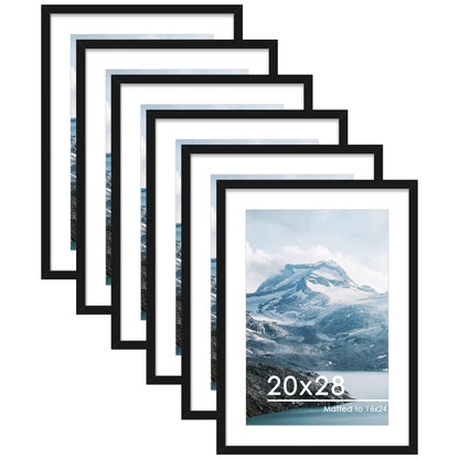 PEALSN 8x10 Picture Frame Set of 6,Wall or Tabletop Display,Black Woodgrain