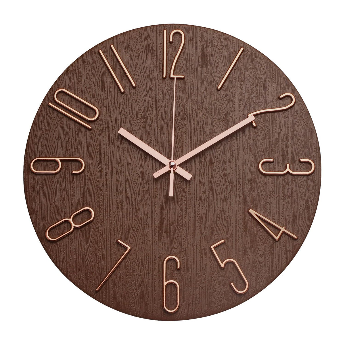 Wall Clock 12 Inch Silent Non-Ticking Imitation Wood Indoor Clock Round White Decor Clock Modern 3D Figures Quartz Wall Clocks for Home, Hotel, Office, School, Bedroom, Living Room, Kitchen