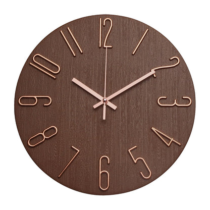 Wall Clock 12 Inch Silent Non-Ticking Imitation Wood Indoor Clock Round White Decor Clock Modern 3D Figures Quartz Wall Clocks for Home, Hotel, Office, School, Bedroom, Living Room, Kitchen