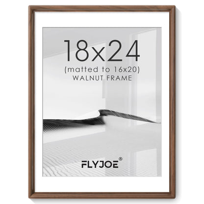FLYJOE 11x14 Picture Frame, Solid Walnut Wood Frame with Mat for 8x10 Photo