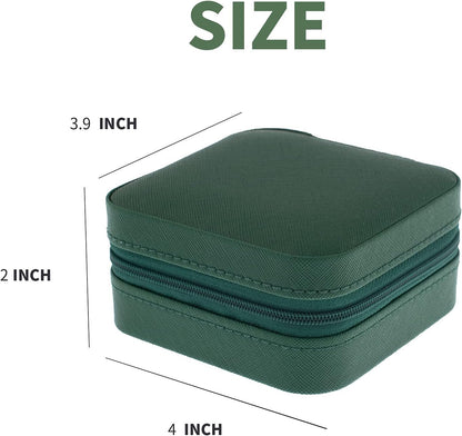 KElofoN Travel jewelry case Travel jewelry box Travel Jewelry Organizer Small box Gift for Girls Women with Mirror(Green)
