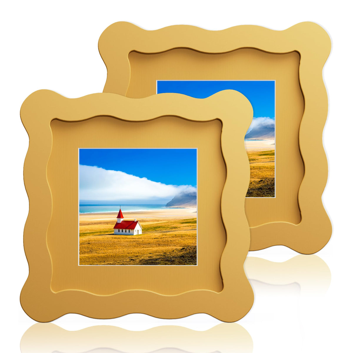 5x7 Wavy Picture Frame with 4x6 Mat, 5 x 7 Wood Frame, Real Glass