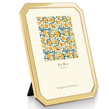 4x6 Enamel Picture Frame with HD-Tempered Glass, Display 3x5 Photo with Mat, Ornate Photo Frame with Gold Metal Edge & Velvet Back for Tabletop & Wall Mount Vertically or Horizontally Display, White