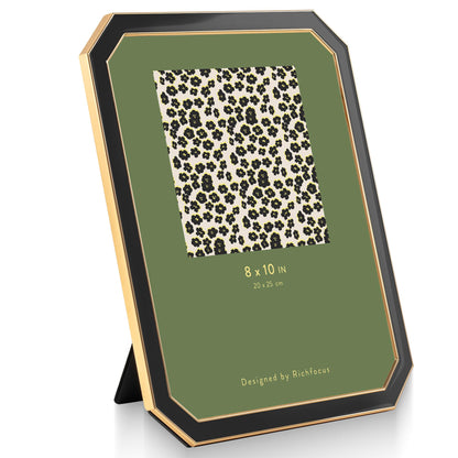 4x6 Enamel Picture Frame with HD-Tempered Glass, Display 3x5 Photo with Mat, Ornate Photo Frame with Gold Metal Edge & Velvet Back for Tabletop & Wall Mount Vertically or Horizontally Display, White