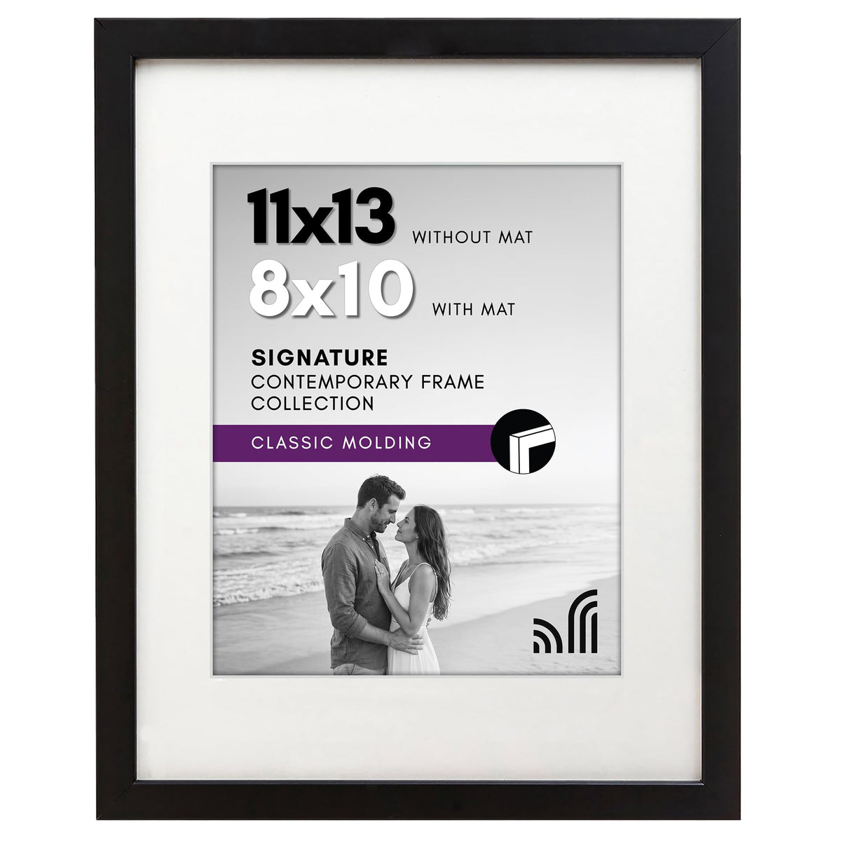 Americanflat 11x14 Picture Frame - Matted to 8x10 - Engineered Wood - Black