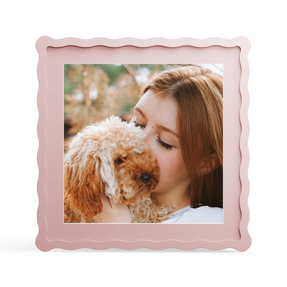 4x6 Picture Frame with Mat for 3.5x5, Wavy Edge Wooden Real Glass Photo Frame for Tabletop and Wall Hanging, Green, 1 Pack