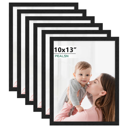 PEALSN 8x10 Picture Frame Set of 6, Wall or Tabletop, Black Woodgrain