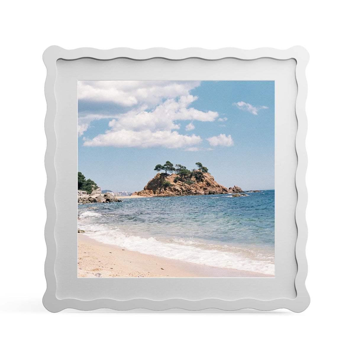 4x6 Picture Frame with Mat for 3.5x5, Wavy Edge Wooden Real Glass Photo Frame for Tabletop and Wall Hanging, Green, 1 Pack