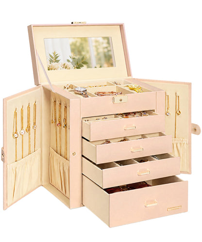 Homde Large Jewelry Box for Women: 5-Layer Organizer with Lock for Dresser