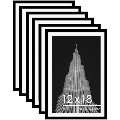 PEALSN 8x10 Picture Frame Set of 6,Wall or Tabletop Display,Black Woodgrain