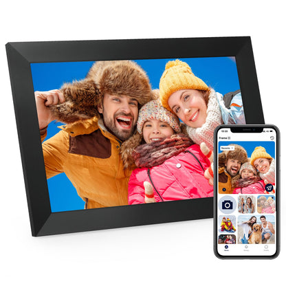 Digital Picture Frame 10.1 Inch Digital Photo Frame 32GB Storage, WiFi Picture Frame with1280x800 IPS Touch Screen, Auto-Rotate Photo Frame Share Your Photos and Videos via AiMOR App, Black