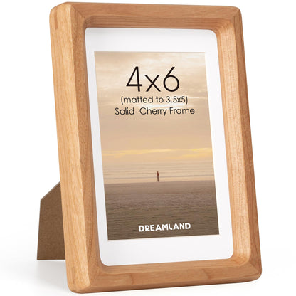Dreamland 8x10 Picture Frame, USA-Sourced Oak Wood Photo Frames with HD Tempered Glass, 8 x 10 Wooden Frame Matted to 5 x 7, 8x10 Frames Handcrafted Rounded Corner for Tabletop or Wall Display