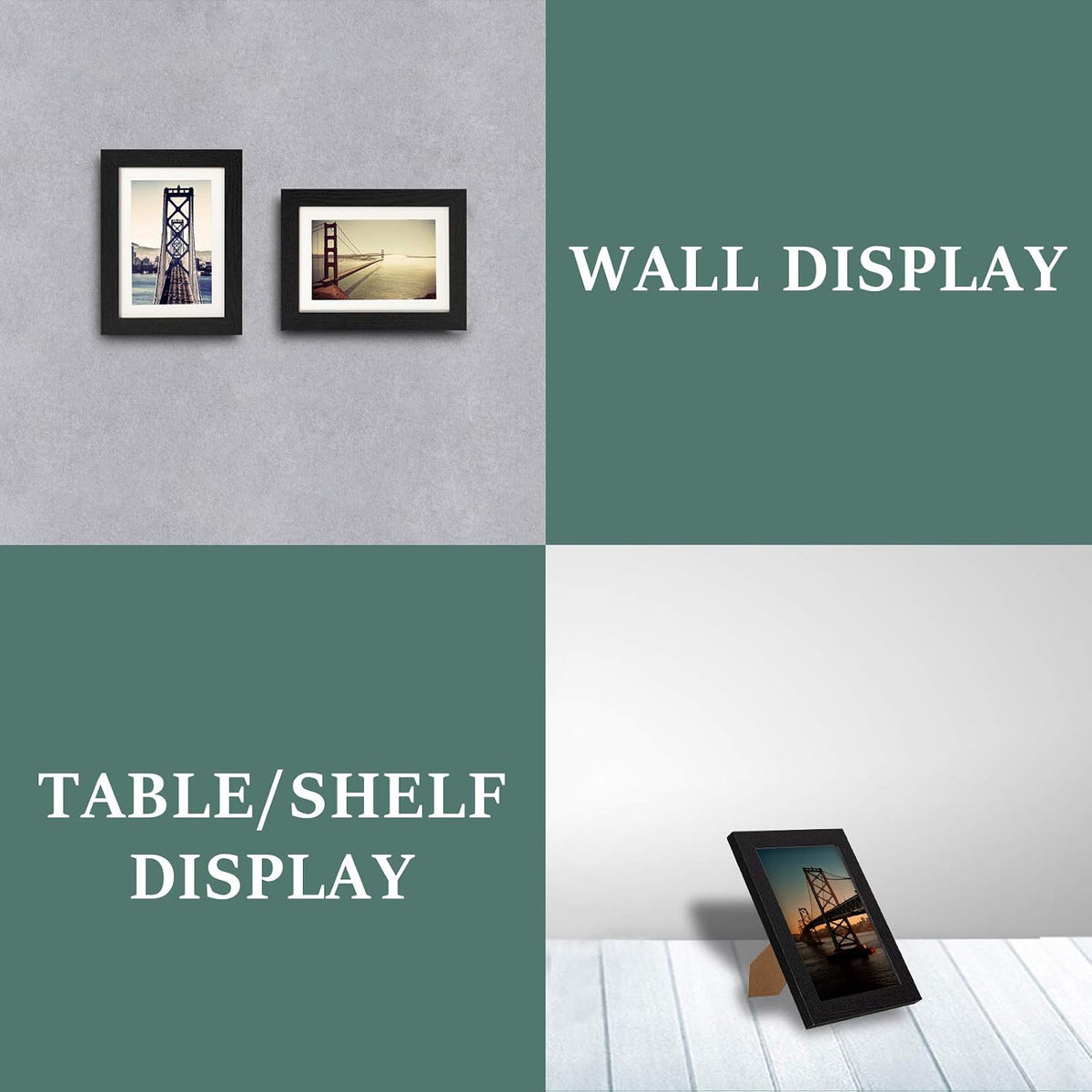 BAIJIALI 5x7 Picture Frame Distressed Farmhouse Wood Pattern Set of 4,Display 4x6 with Mat or 5x7 Without Mat,Multicolour