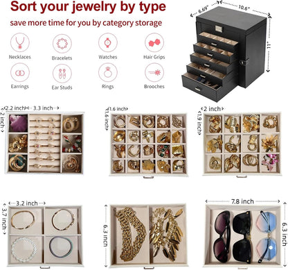 BOOVO Large Jewelry Box for Women 6 Layer