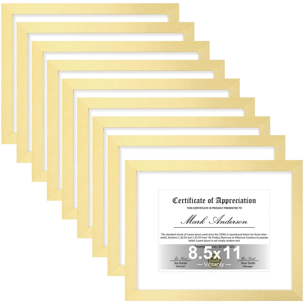 Vittanly 8x10 Picture Frames Set of 9 for Wall or Tabletop Display, Black