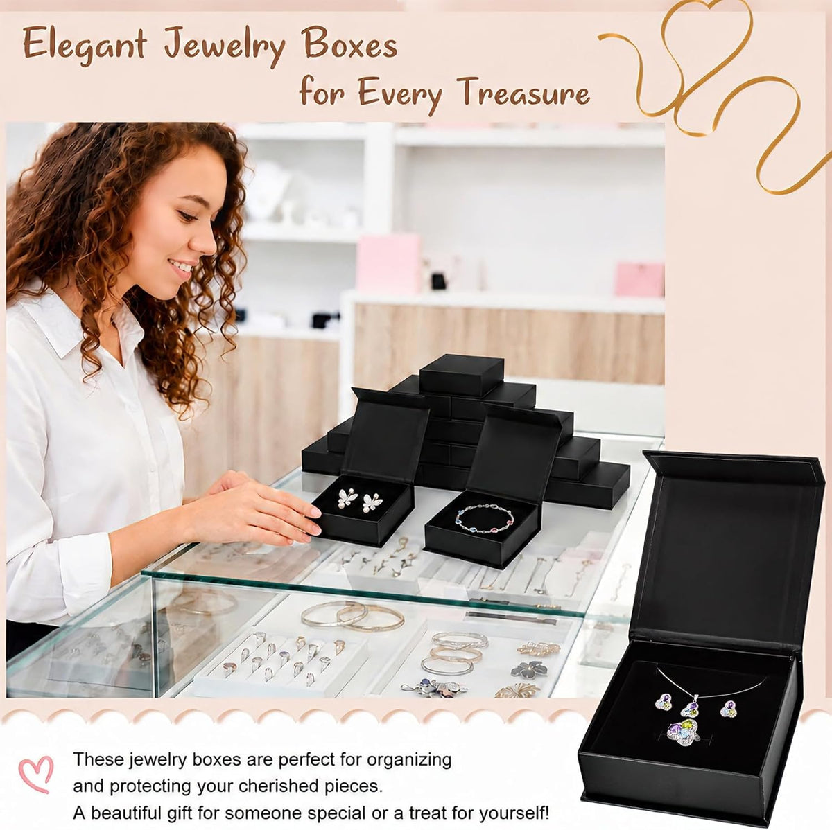 Covzoe 24 Pack Cardboard Jewelry Boxes, 3.6 x 3.6 x 1.3 Inch