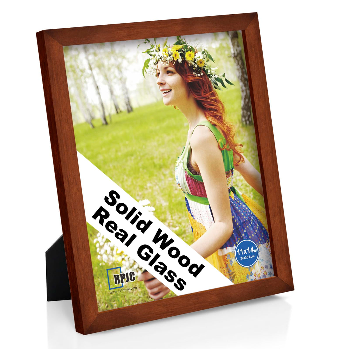 RPJC 5x7 Solid Wood Picture Frame with Real Glass Cover Black