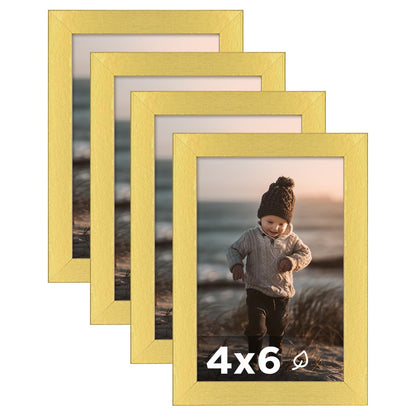 KINLINK 5x7 Picture Frame White Set of 4, Wooden Photo Frames Matted 4x6 with Plexiglass for 4x6 with Mat or 5x7 without Mat for Table and Wall Display