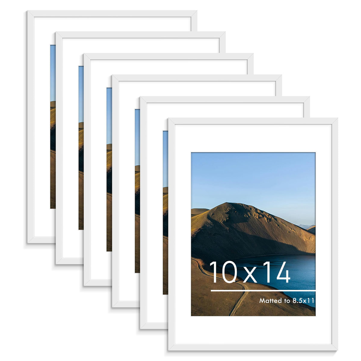 PEALSN 8x10 Picture Frame Set of 6,Wall or Tabletop Display,Black Woodgrain